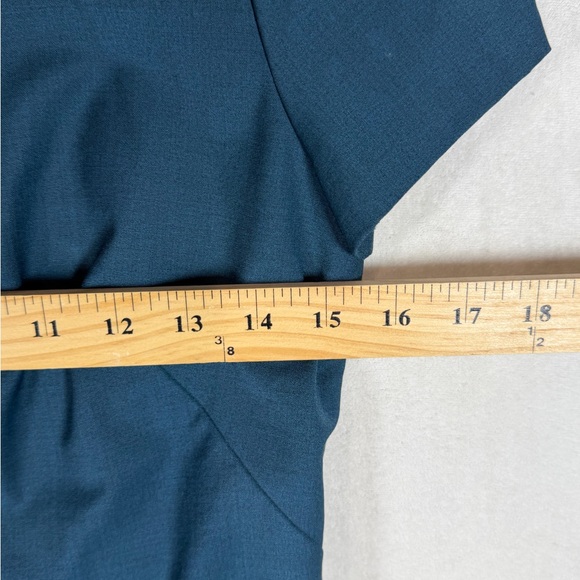 Theory Sz 4 Betty Continuous Teal Short Sleeve Stretch Wool-Blend Sheath Dress - Picture 7 of 9